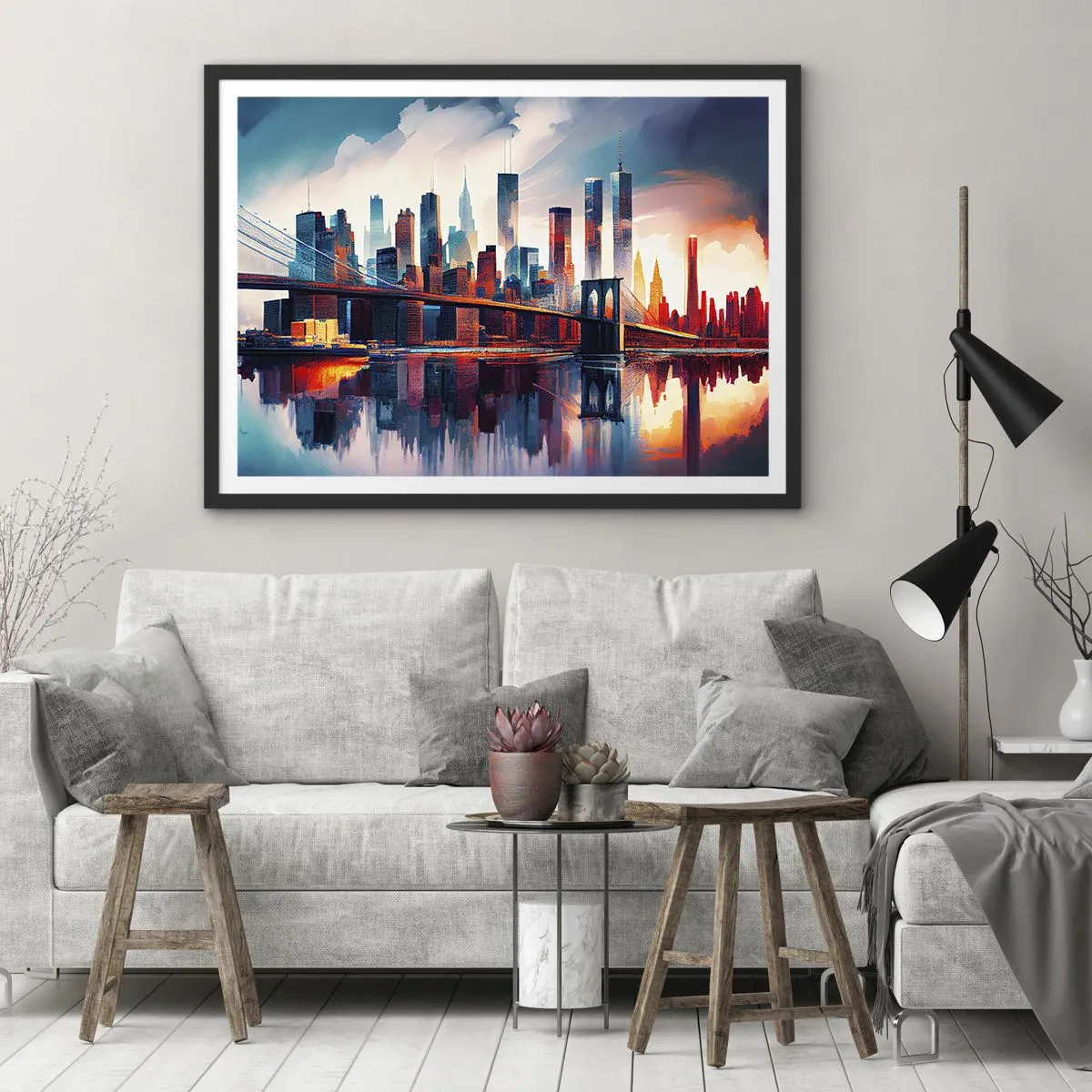 Poster in einem schwarzem Rahmen - Traumhaftes New York - 50x40 cm
