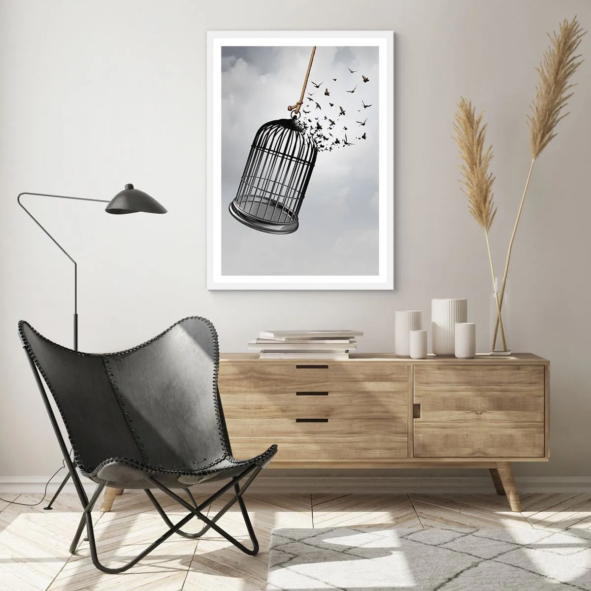 Poster in einem weißen Rahmen - Glaube ... Hoffnung ... Freiheit! - 61x91 cm