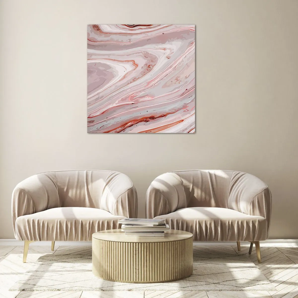 Glasbild - Bild auf glas - Rosa Flüssigkeit - 50x50 cm