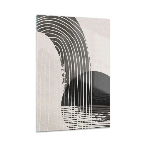 Glasbild - Bild auf glas - Schwarz-Weiß-Abstraktion mit Linien und geometrischen Formen - 50x70cm - Hin und zurück - Moderne Wanddekoration für Wohnzimmer und Schlafzimmer ARTTOR