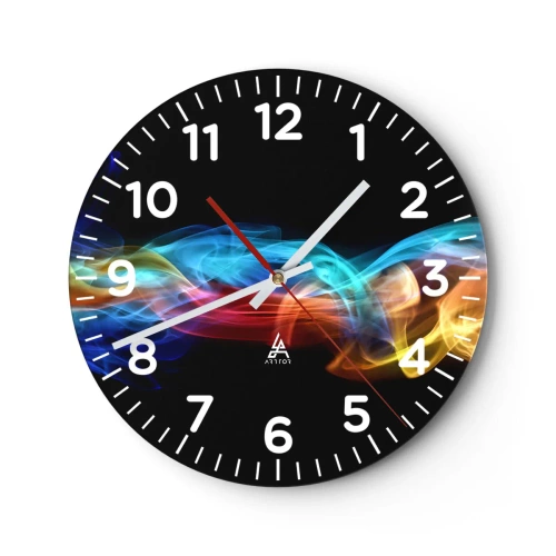 Wanduhr - Glasuhr - Regenbogentanz der Nebel - 40x40 cm