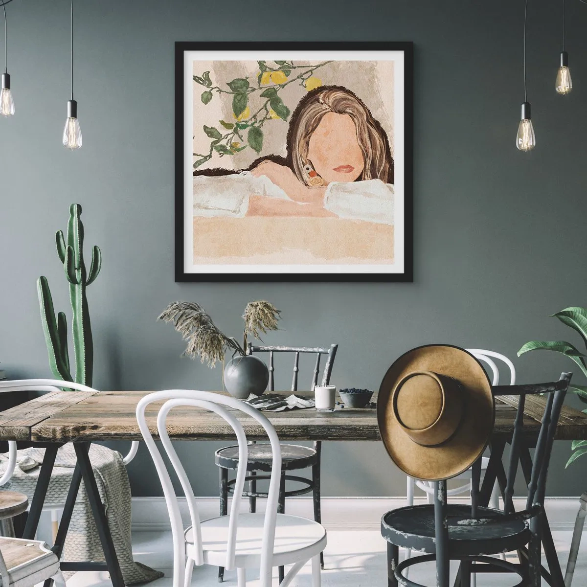 Poster in einem schwarzem Rahmen - Südländische Schönheit - 30x30 cm