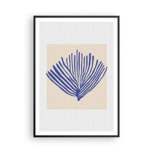 Poster in einem schwarzem Rahmen - Blauer Fächer - 70x100 cm