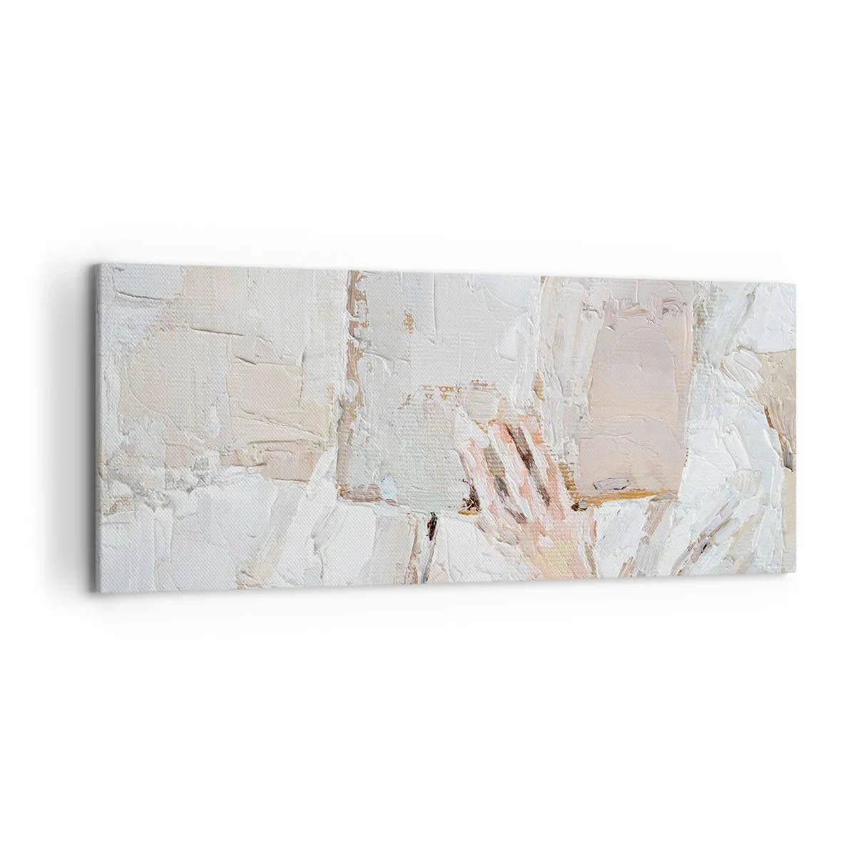 Bild auf Leinwand - Leinwandbild - Ein impressionistisches Gemälde einer Hand, die ein offenes Buch hält. - 120x50cm - In einer anderen Welt - Moderne Wanddekoration für Wohnzimmer und Schlafzimmer ARTTOR