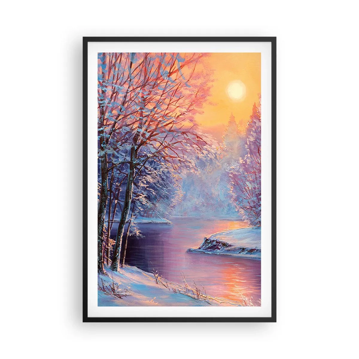 Poster in einem schwarzem Rahmen - Die Farben des Winters - 61x91 cm