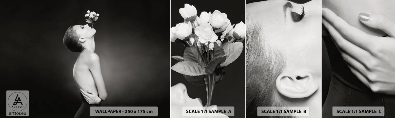 Fototapeten Muster Selbstklebend Deluxe Sticker - Exzentrische Eleganz - Körper, Blumen, Modell - 100x30 cm