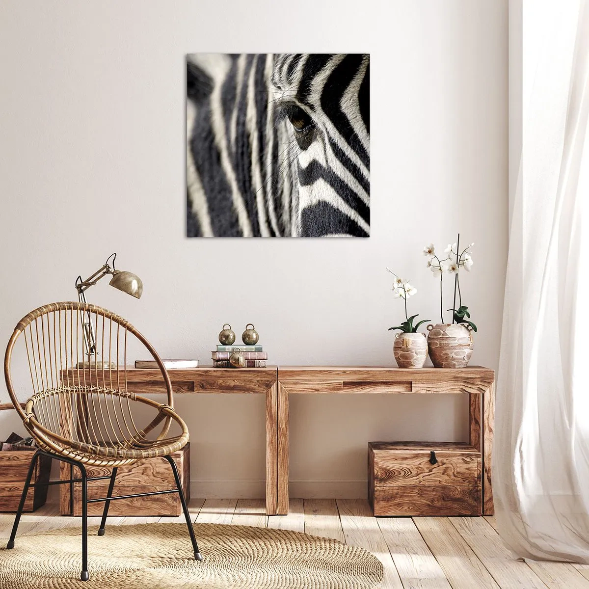Bild auf Leinwand - Leinwandbild - Gestreiftes Porträt - 30x30 cm