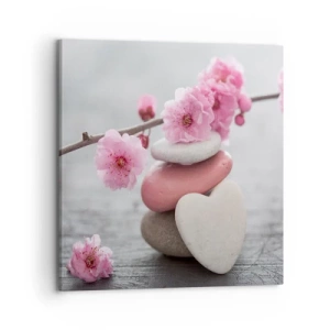 Bild auf Leinwand - Leinwandbild - Glückseligkeit mit einer Kirschblüte - 70x70 cm