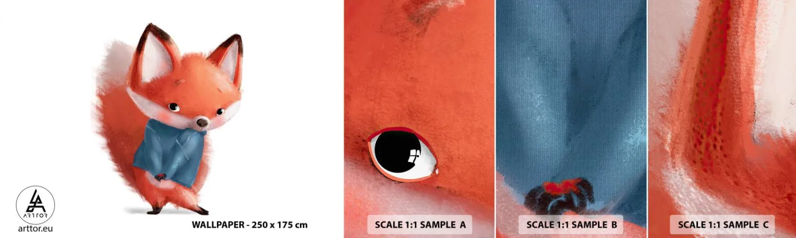 Fototapetenmuster Standard Eco - Steht mir das gut? - Für Kinder, Fuchs, Märchen - 100x30 cm