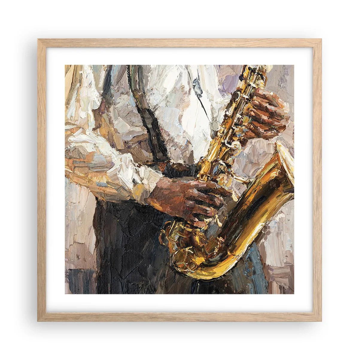 Poster in einem Rahmen aus heller Eiche - Zeit fürs Solo - 50x50 cm