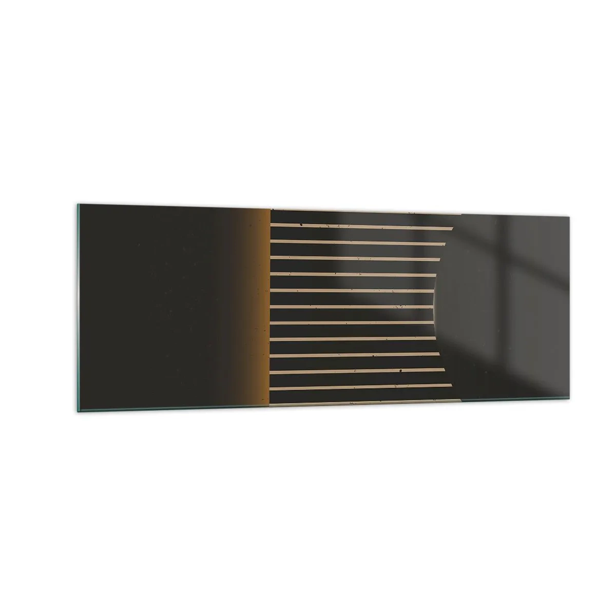 Glasbild - Bild auf glas - Geometrisches Muster mit Streifen auf dunklem Hintergrund - 140x50cm - Die Dunkelheit erkunden - Moderne Wanddekoration für Wohnzimmer und Schlafzimmer ARTTOR