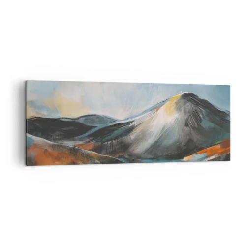 Bild auf Leinwand - Leinwandbild - Abstrakte Berglandschaft in warmen Farbtönen - 140x50cm - Roh und schön - Moderne Wanddekoration für Wohnzimmer und Schlafzimmer ARTTOR