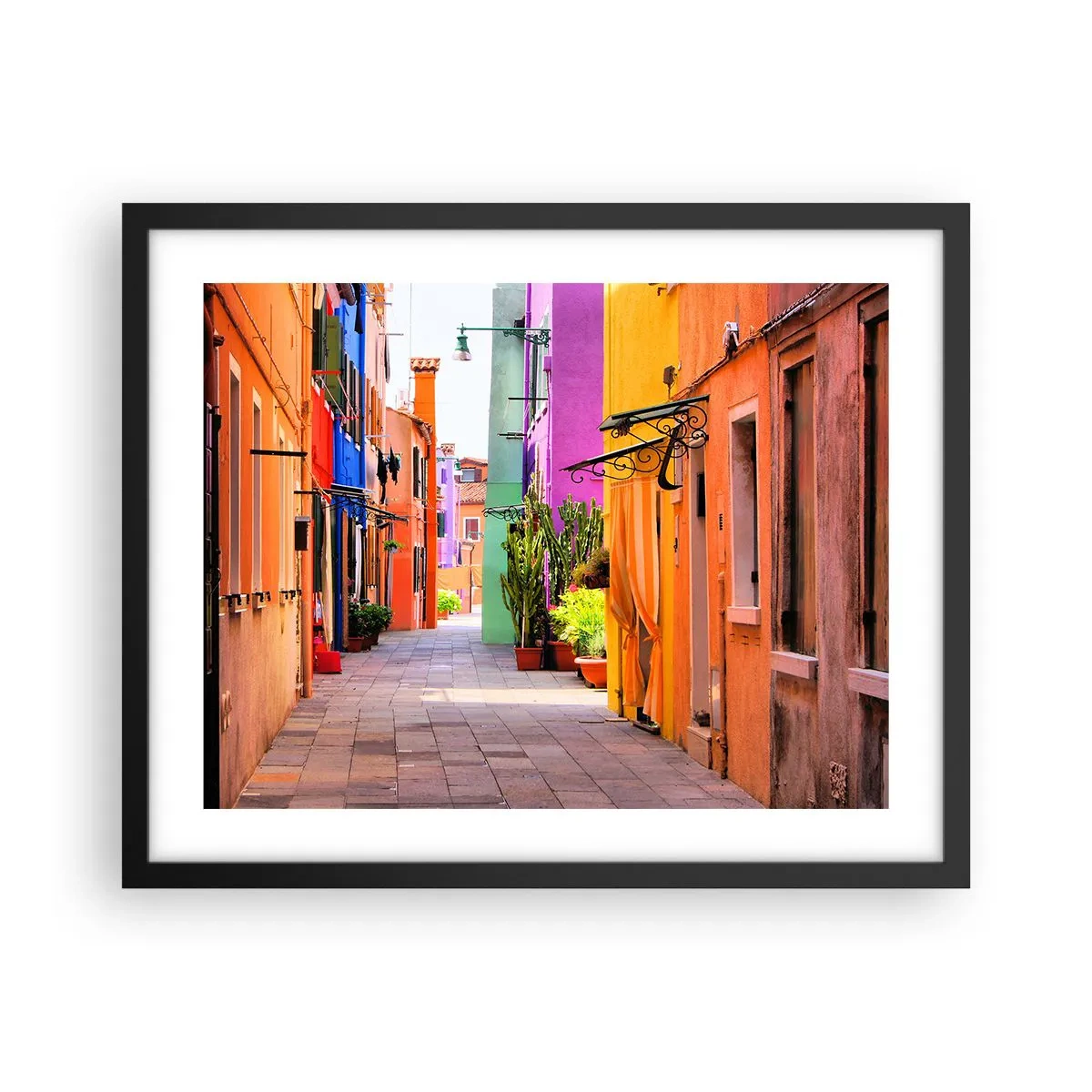 Poster in einem schwarzem Rahmen - Regenbogengasse - 50x40 cm