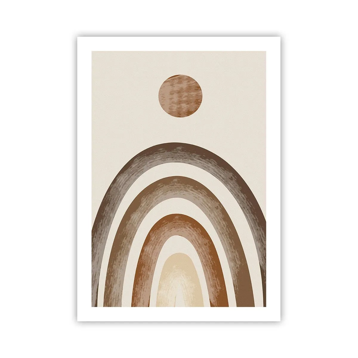 Poster - Abstraktes Motiv aus Bögen und Sonne in Erdtönen - 50x70cm - In einer weit entfernten Galaxie - Moderne Wanddekoration für Wohnzimmer und Schlafzimmer ARTTOR