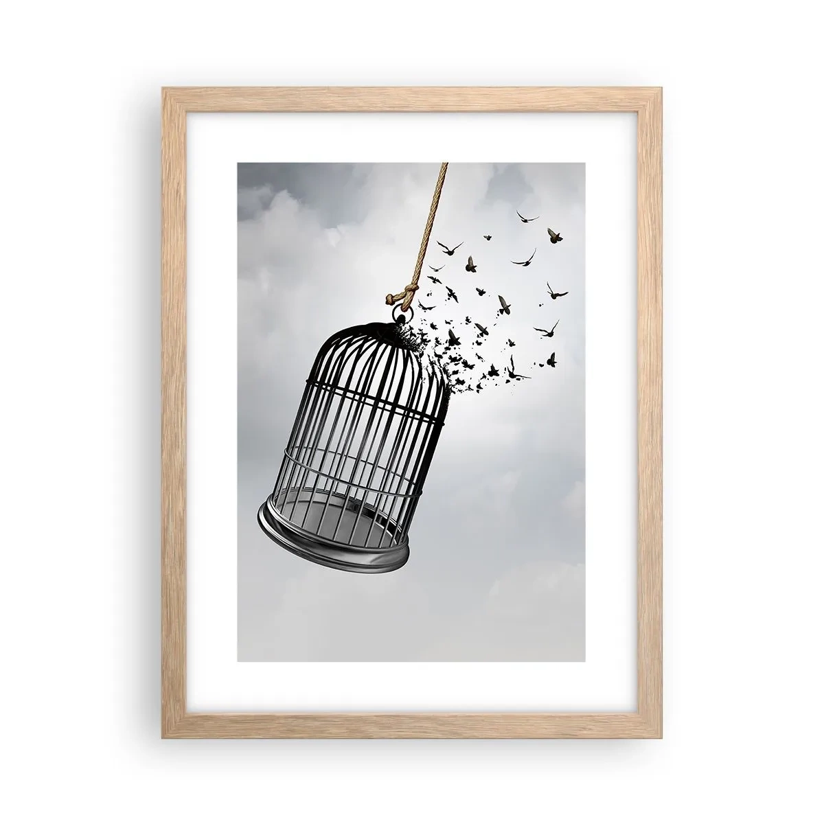 Poster in einem Rahmen aus heller Eiche - Glaube ... Hoffnung ... Freiheit! - 30x40 cm