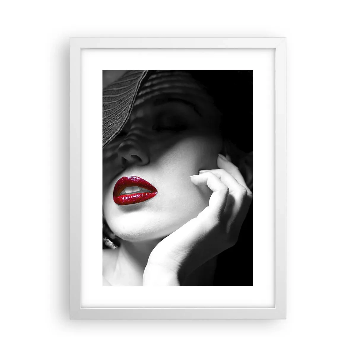 Poster in einem weißen Rahmen - Eine Studie in Scharlachrot - 30x40 cm