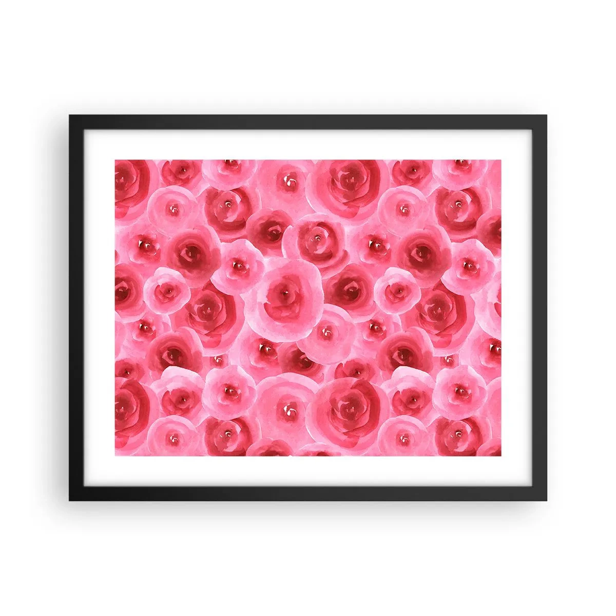 Poster in einem schwarzem Rahmen - Oben und unten Rosen - 50x40 cm
