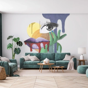 Fototapete Premium Canvas - Ein dekonstruiertes Porträt - Abstraktion, Stück, Auge - 300x210 cm