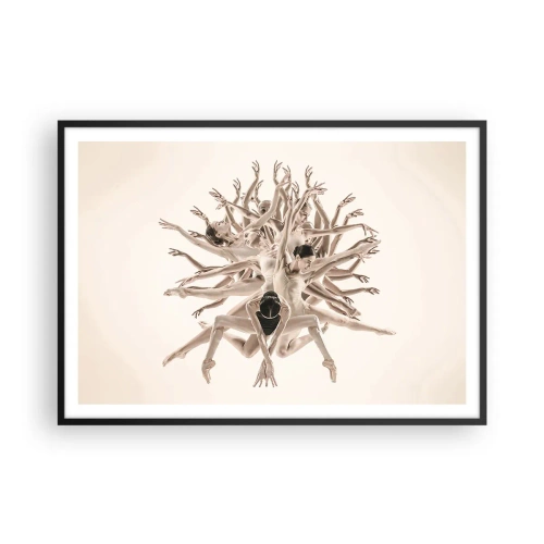 Poster in einem schwarzem Rahmen - Abstrakte Komposition von Tänzern in Bewegung - 100x70cm - Aufblühen im Tanz - Moderne Wanddekoration für Wohnzimmer und Schlafzimmer ARTTOR