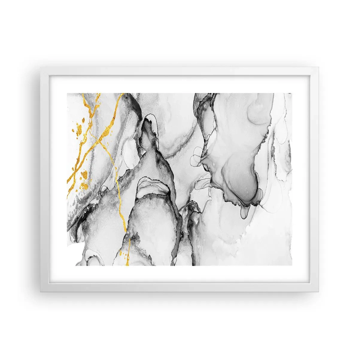 Poster in einem weißen Rahmen - Komposition mit Goldmotiv - 50x40 cm
