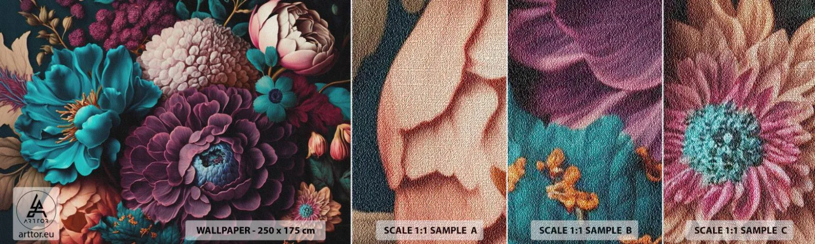 Fototapeten Muster Premium Canvas - Natur in Hülle und Fülle - Blumen, Botanik, Jahrgang - 100x30 cm