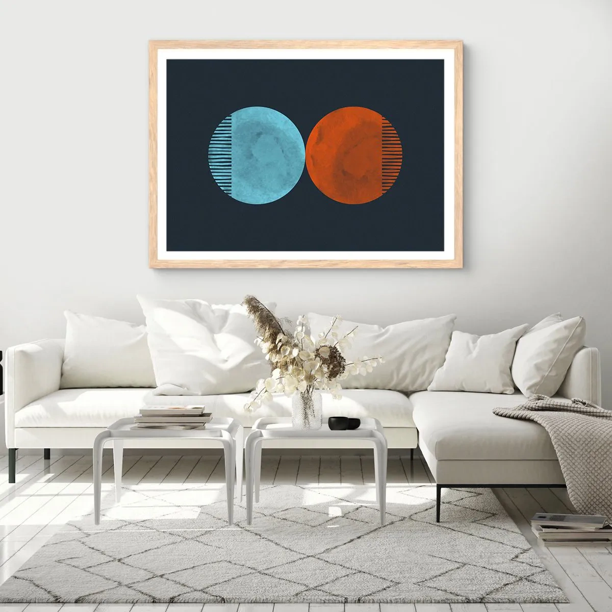 Poster in einem Rahmen aus heller Eiche - Nur Geometrie? - 100x70 cm