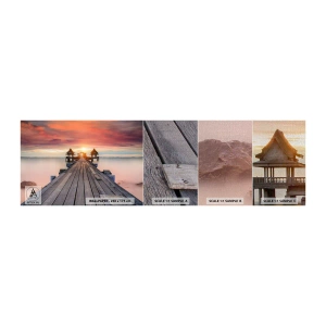 Fototapeten Muster Premium Canvas - Westen im Osten - Landschaft, Holzsteg, Meer - 100x30 cm