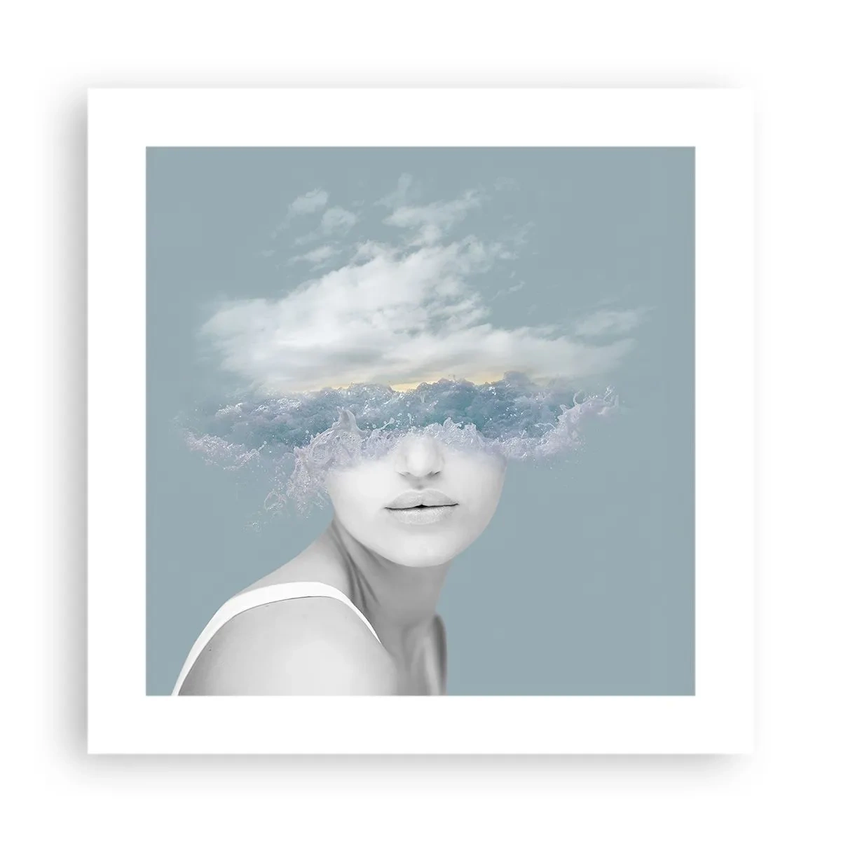 Poster - Mit dem Kopf in den Wolken - 40x40 cm