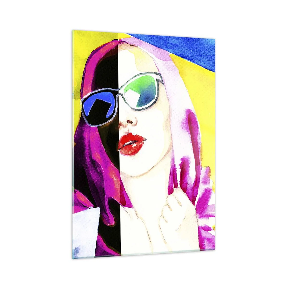 Glasbild - Bild auf glas - Porträt einer Frau im farbenfrohen Pop-Art-Stil - 50x70cm - Ich bin nicht weiß und ich bin nicht schwarz - Moderne Wanddekoration für Wohnzimmer und Schlafzimmer ARTTOR