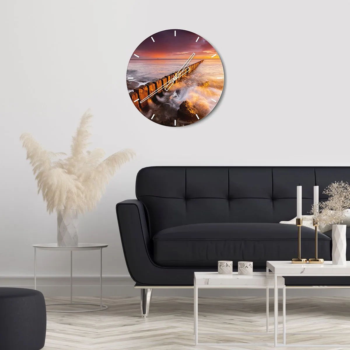 Wanduhr - Glasuhr - Die Sanftheit der Wellen - 30x30 cm