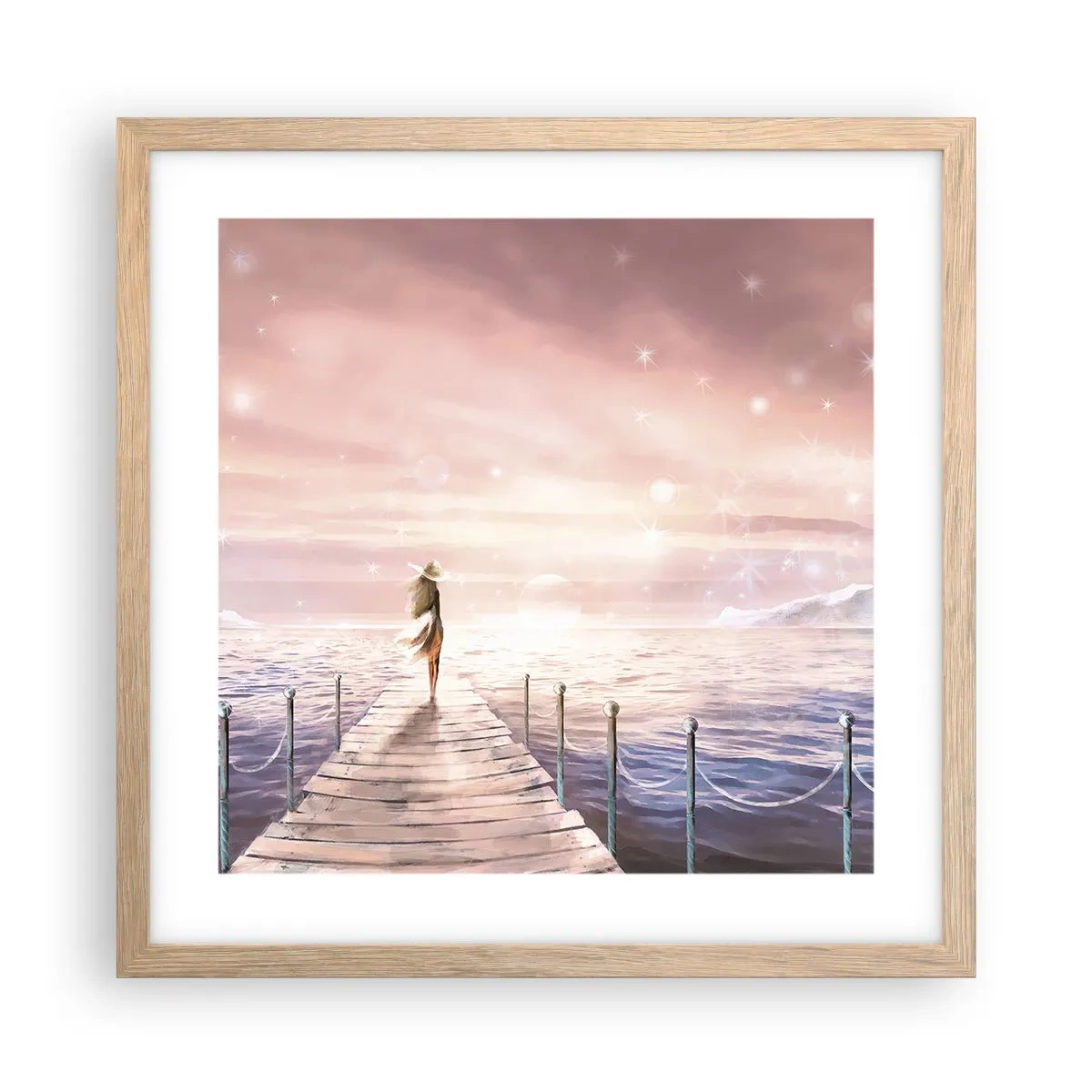 Poster in einem Rahmen aus heller Eiche - Im Licht eines Traums - 40x40 cm