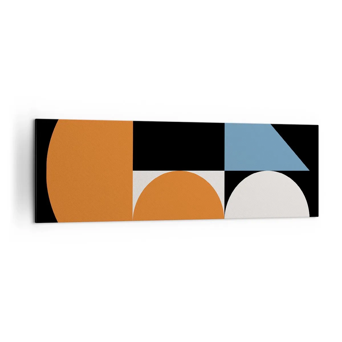 Bild auf Leinwand - Leinwandbild - Geometrisches Muster mit bunten Formen auf schwarzem Hintergrund - 160x50cm - Bebilderte Anordnung - Moderne Wanddekoration für Wohnzimmer und Schlafzimmer ARTTOR