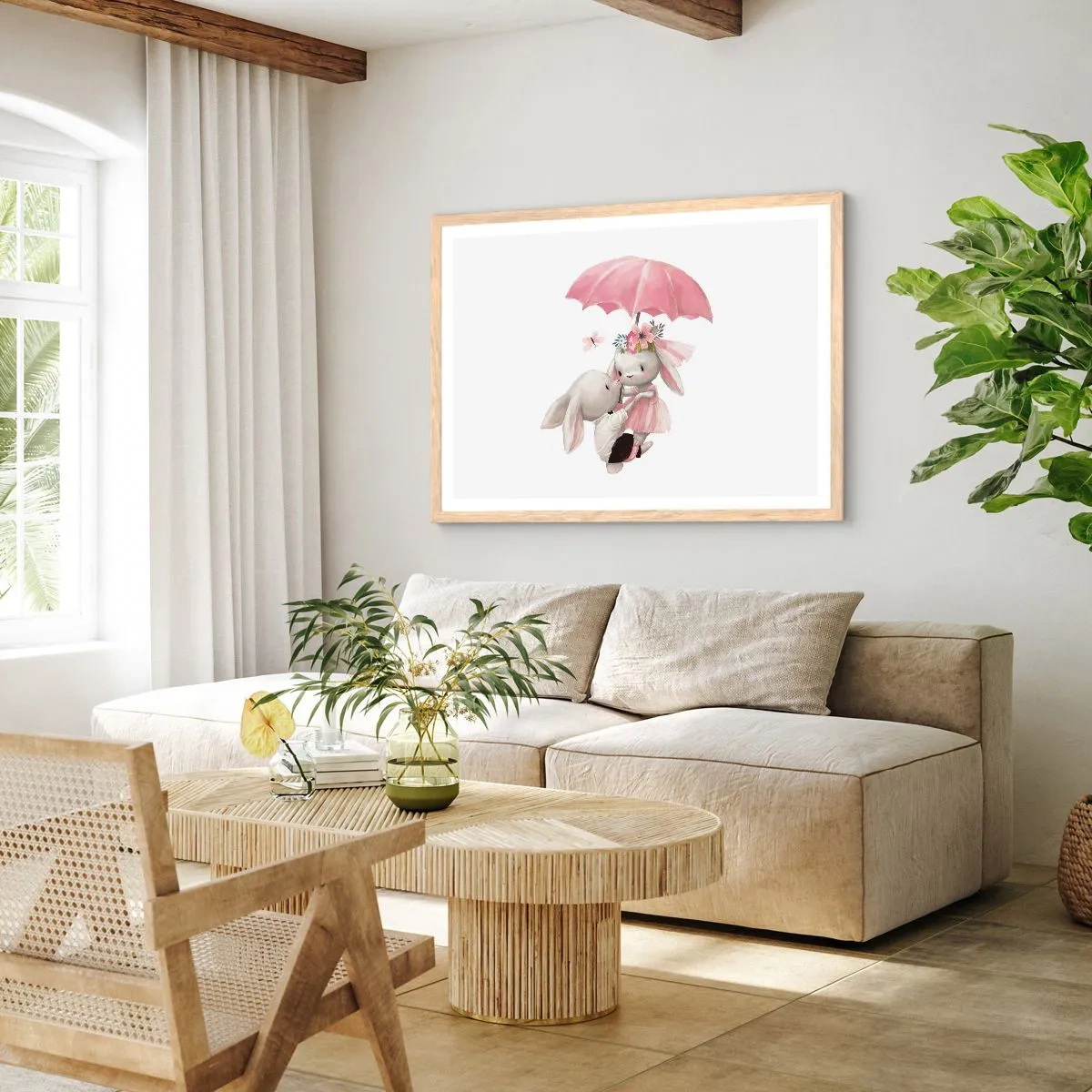 Poster in einem Rahmen aus heller Eiche - Das ist eben Liebe - 70x50 cm