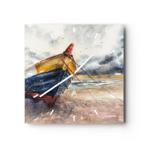 Wanduhr - Glasuhr - Erholung am Ufer - 40x40 cm