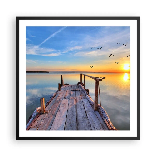 Poster in einem schwarzem Rahmen - Lauf direkt der Sonne entgegen - 60x60 cm