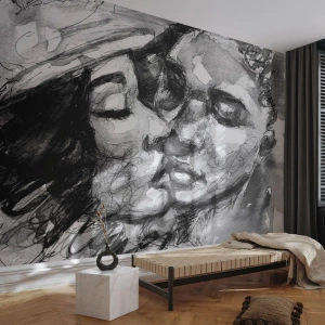 Fototapete Premium Canvas - Zärtlicher Moment - Küsse, Liebe, Liebhaber - 350x256 cm
