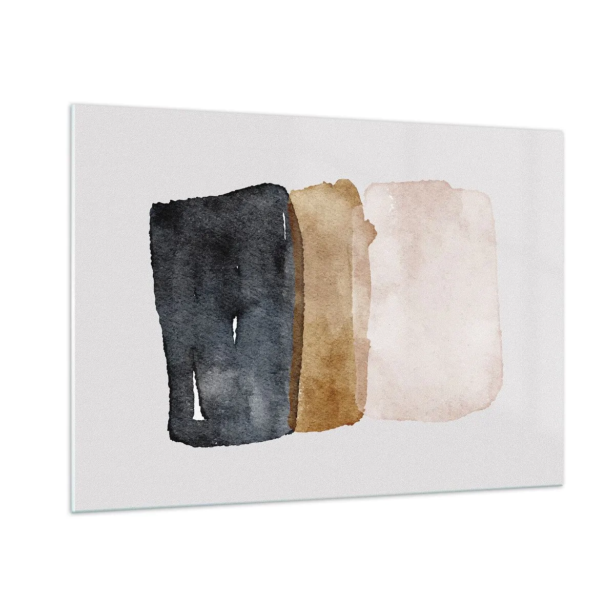 Glasbild - Bild auf glas - Abstrakte Flecken in Schwarz-, Braun- und Beigetönen - 100x70cm - Die Komposition der Farben der Erde - Moderne Wanddekoration für Wohnzimmer und Schlafzimmer ARTTOR