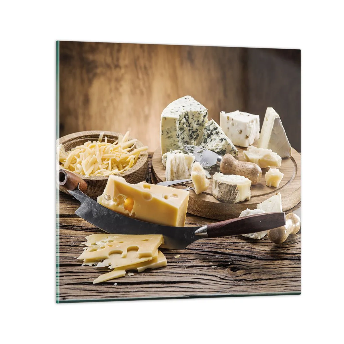 Glasbild - Bild auf glas - Lächeln Sie den Käse an - 30x30 cm