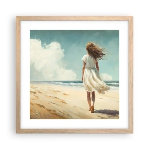 Poster in einem Rahmen aus heller Eiche - Der Sonne und dem Wind begegnen - 40x40 cm