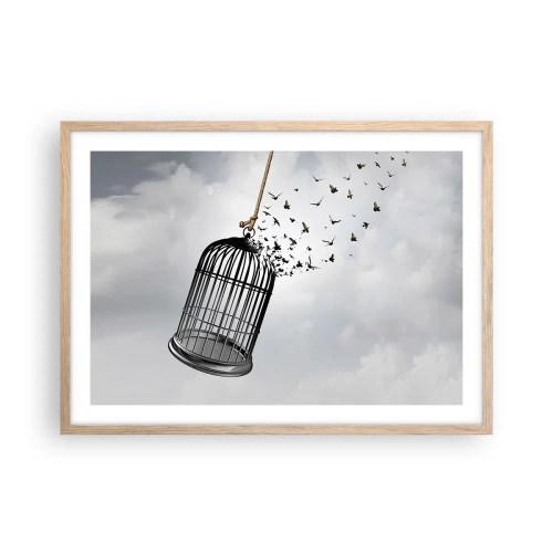 Poster in einem Rahmen aus heller Eiche - Glaube ... Hoffnung ... Freiheit! - 70x50 cm