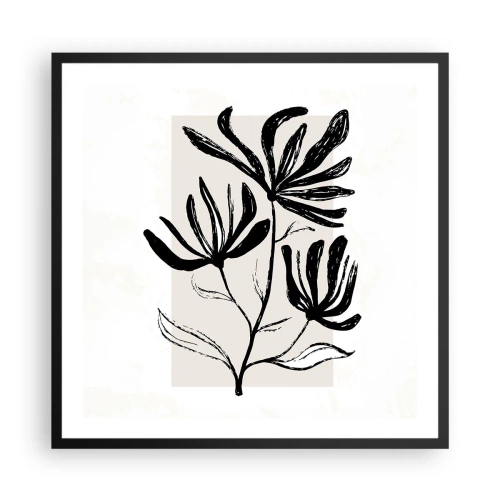 Poster in einem schwarzem Rahmen - Skizze für das Herbarium - 60x60 cm