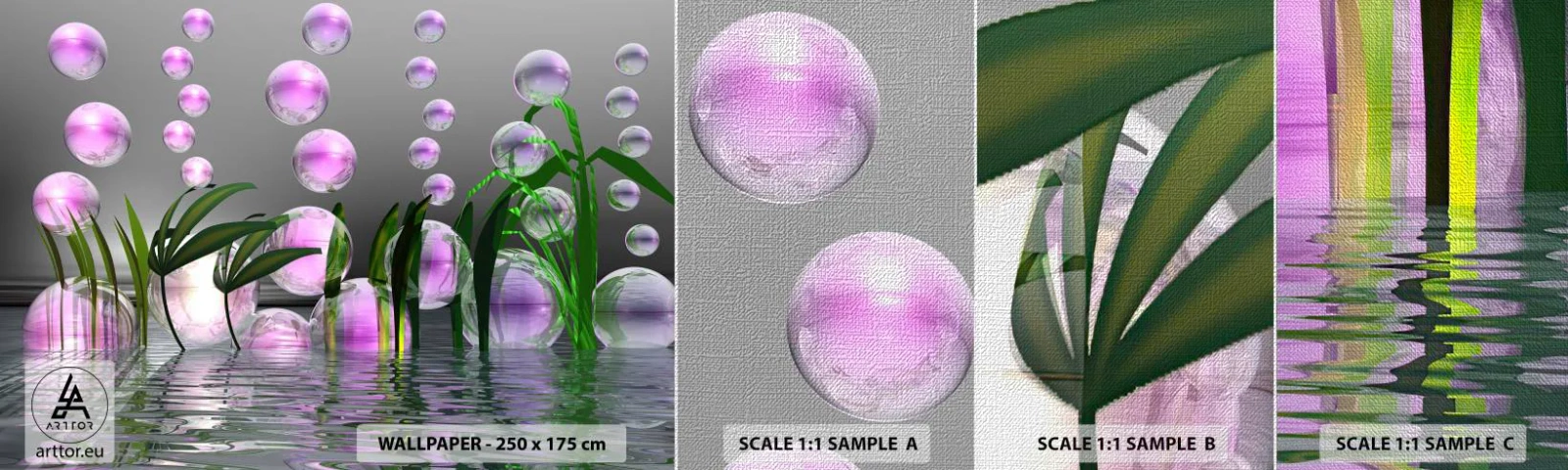 Fototapeten Muster Premium Canvas - Eine reflektierende Komposition aus Leichtigkeit und Leben - Abstraktion, Grafik, 3D - 100x30 cm