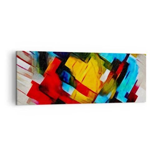Bild auf Leinwand - Leinwandbild - Abstrakte geometrische Komposition in lebendigen Farben - 140x50cm - Ein bunter Interleaver - Moderne Wanddekoration für Wohnzimmer und Schlafzimmer ARTTOR