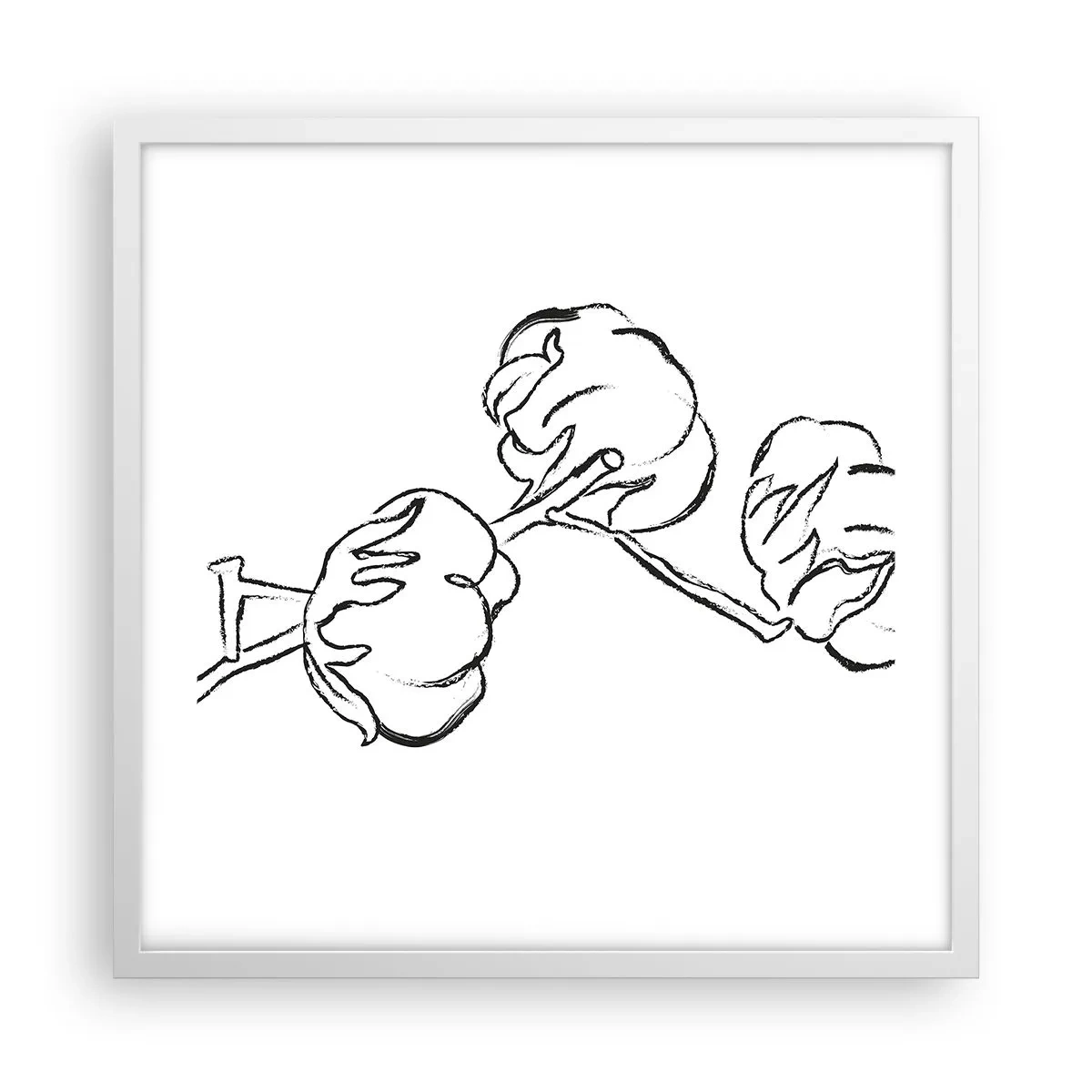 Poster in einem weißen Rahmen - Baumwolldaunen - 50x50 cm