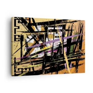 Bild auf Leinwand - Leinwandbild - Abstrakte Linien und Formen auf beigem Hintergrund - 70x50cm - Ein scharfer Schnitt - Moderne Wanddekoration für Wohnzimmer und Schlafzimmer ARTTOR