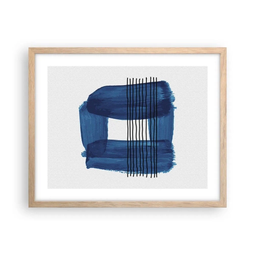 Poster in einem Rahmen aus heller Eiche - Blaue und schwarze Komposition - 50x40 cm