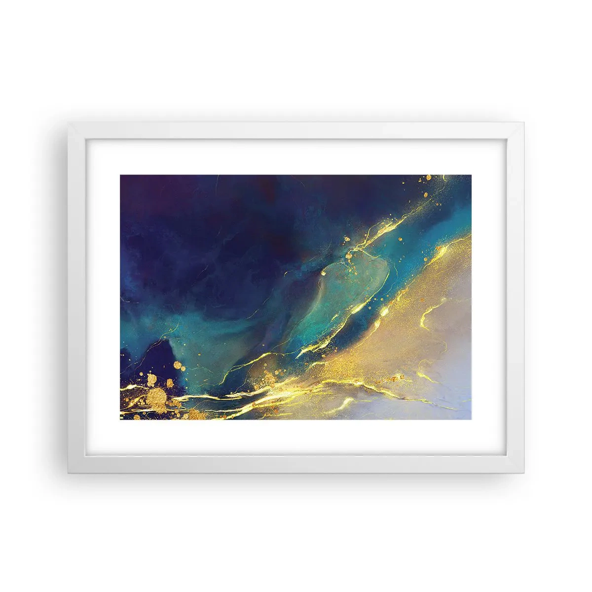 Poster in einem weißen Rahmen - Der goldene Teich - 40x30 cm