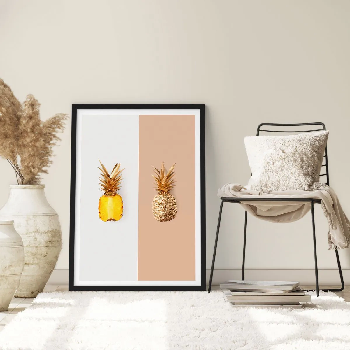 Poster in einem schwarzem Rahmen - Ananas für uns - 61x91 cm