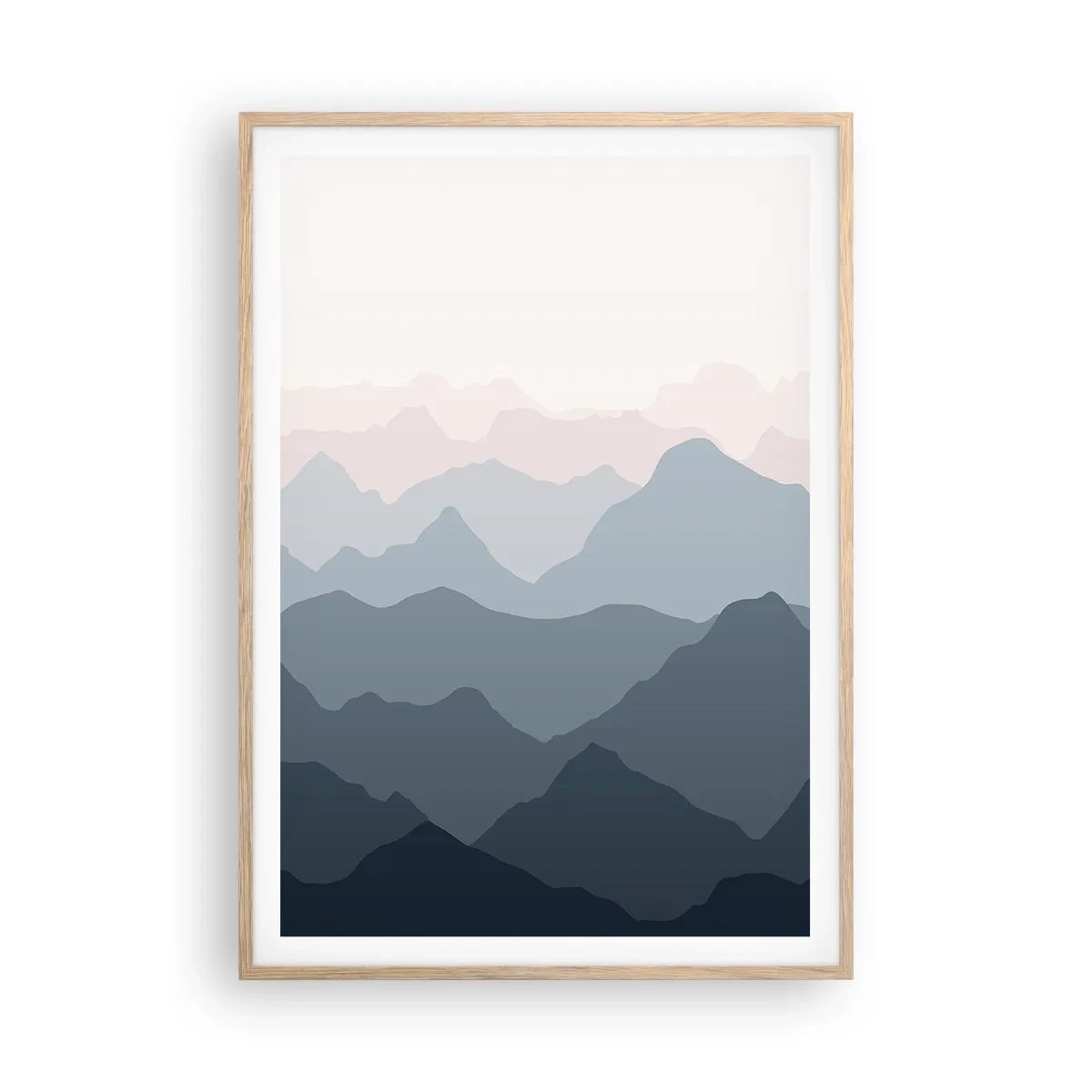 Poster in einem Rahmen aus heller Eiche - Wellen der Berge - 70x100 cm