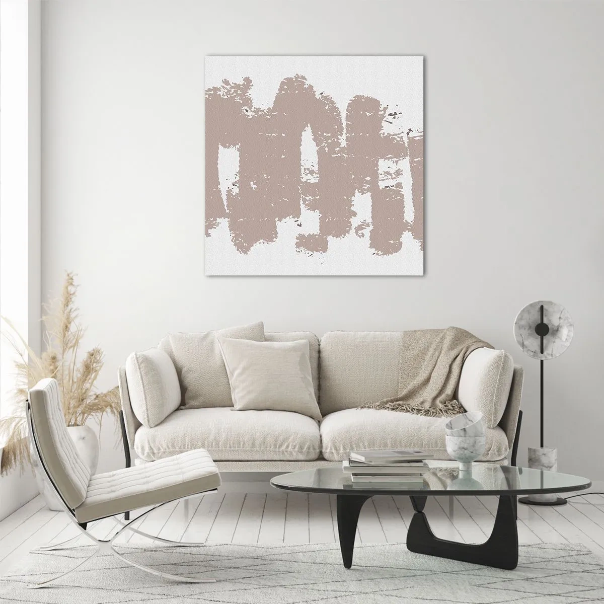 Glasbild - Bild auf glas - Abstraktion in zartem Rosa - 60x60 cm